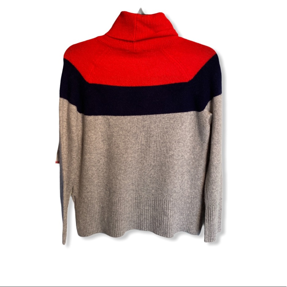 Court & Rowe Colorblock Turtleneck Sweater Rouge - Picture 4 of 7